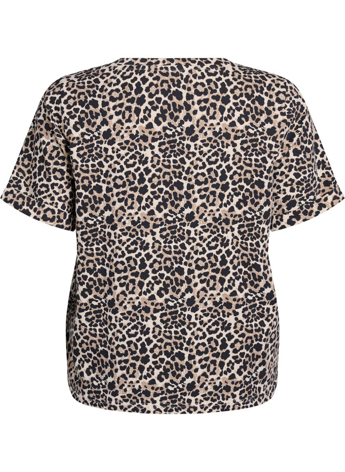 T-shirt with round neck and all-over print, Brown, Packshot image number 1