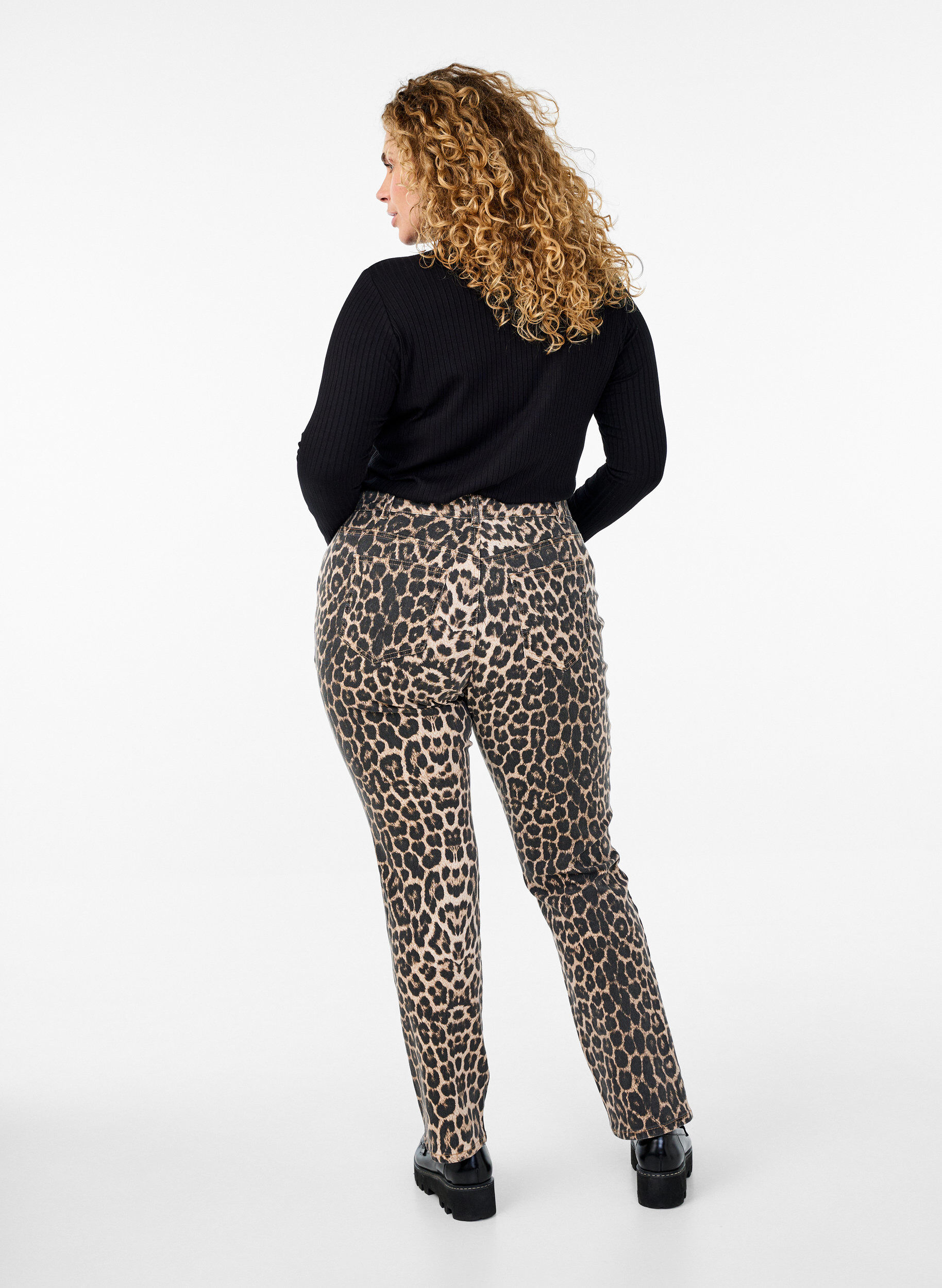 Zizzifashion Emily jeans with leopard print, Brown, Model image number 1