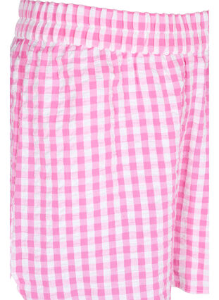 Checked cotton pyjama shorts, Pink Check, Packshot image number 2