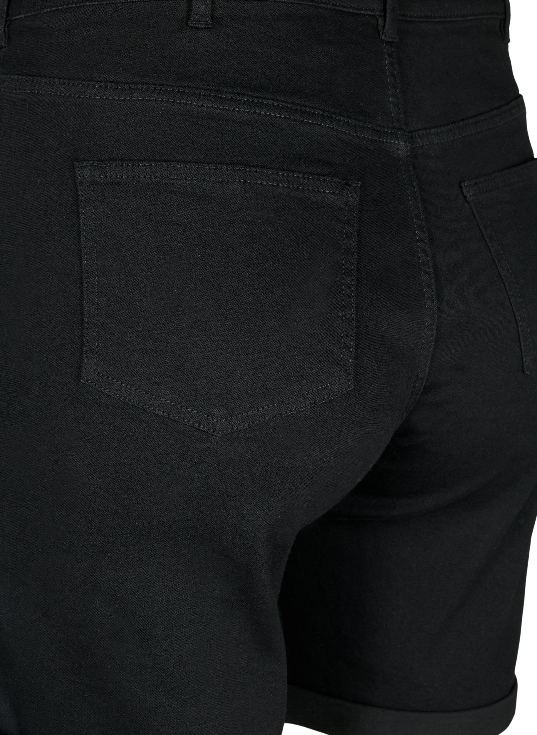 Zizzifashion Tight fitting denim shorts with a high waist, Black, Packshot image number 3