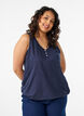 Tank top in organic cotton with V-neck and buttons, Blue, Model image number 0