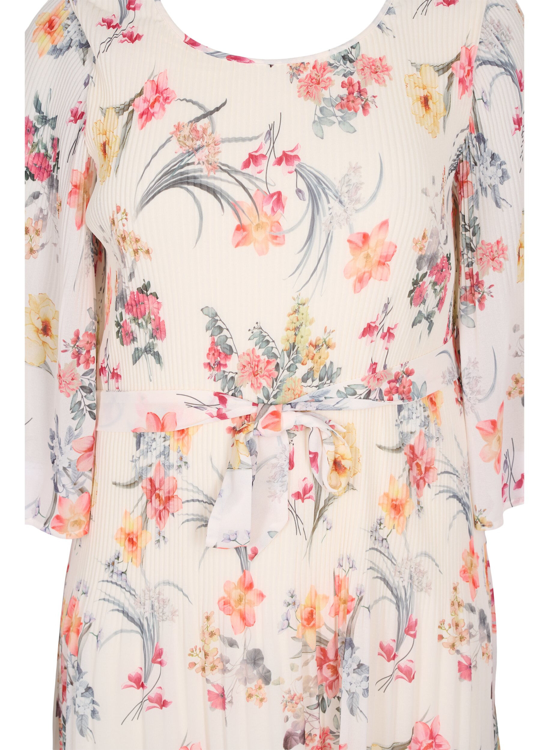 Zizzifashion Printed pleated dress with tie string, Sugar Swizzle Flower, Packshot image number 2