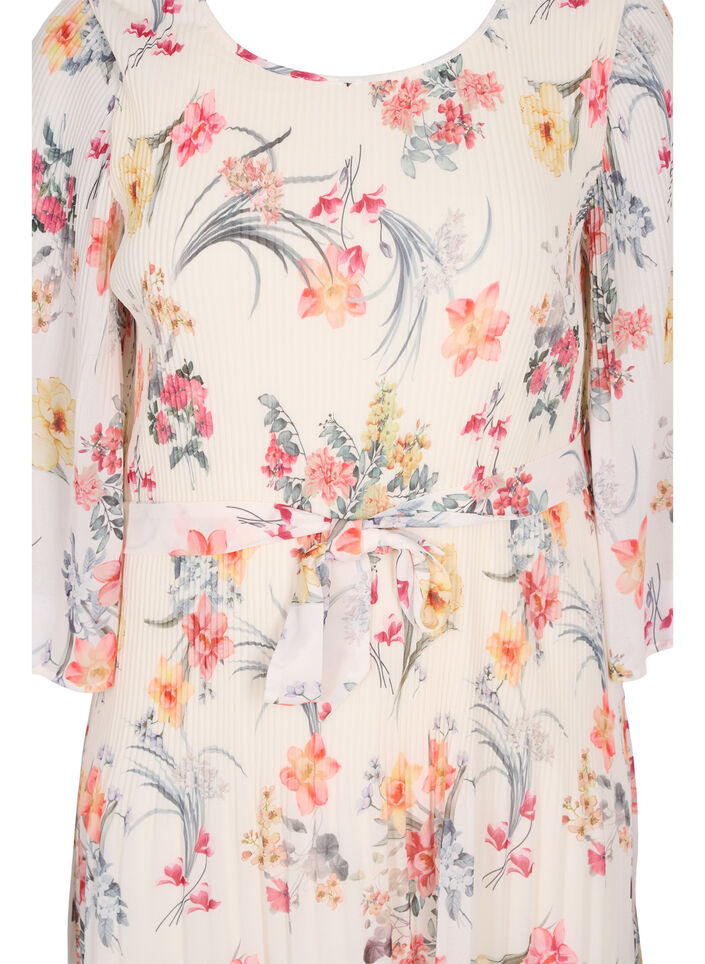 Printed pleated dress with tie string, Sugar Swizzle Flower, Packshot image number 2