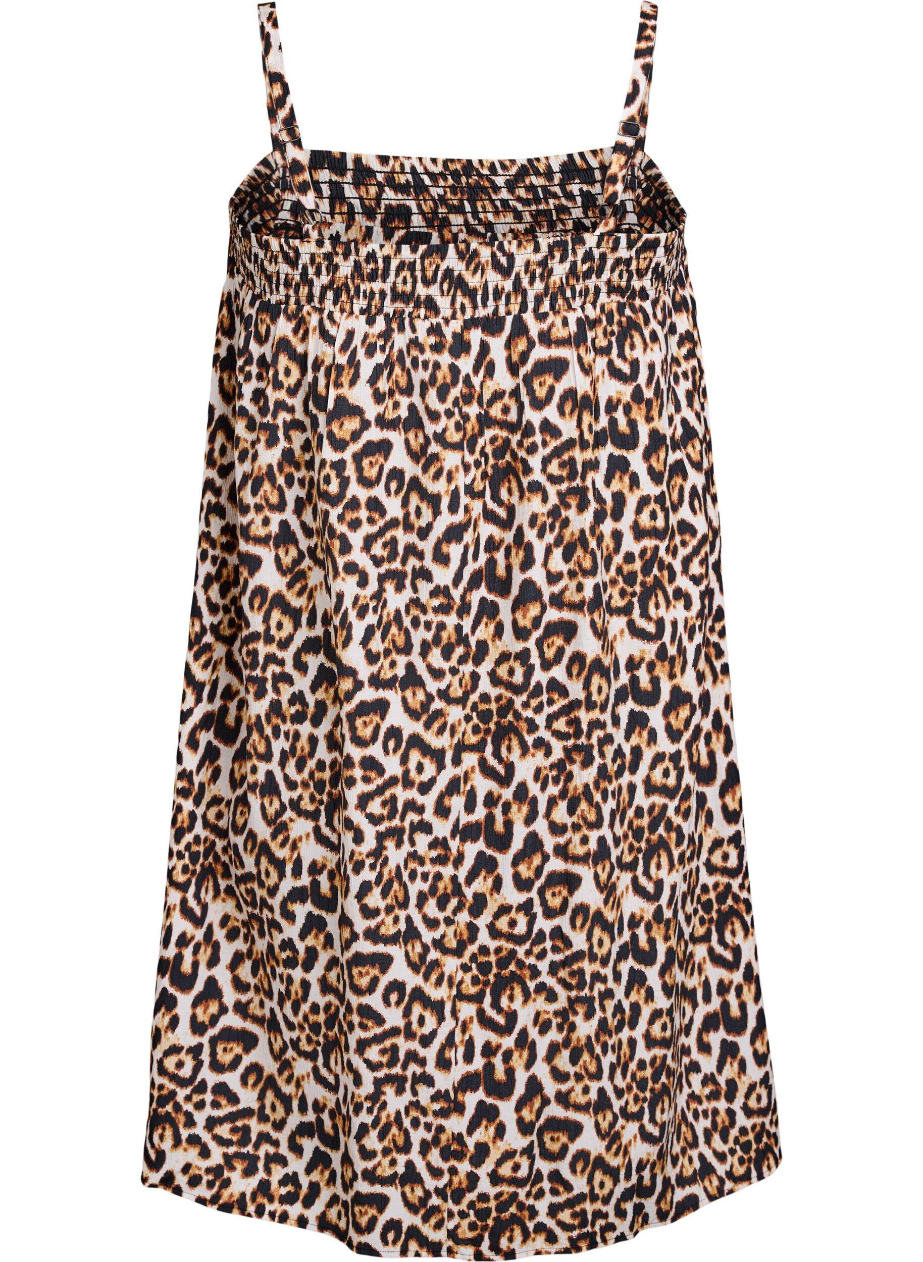 Zizzifashion Short viscose dress with spaghetti straps, Beige, Packshot image number 1