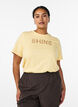 Cotton T-shirt with embroidered text, Yellow, Model image number 0