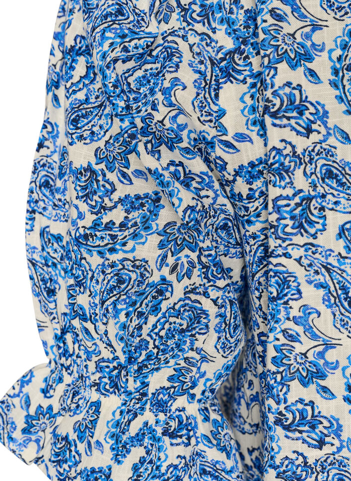 Cotton blouse with a square neckline, Blue, Packshot image number 3