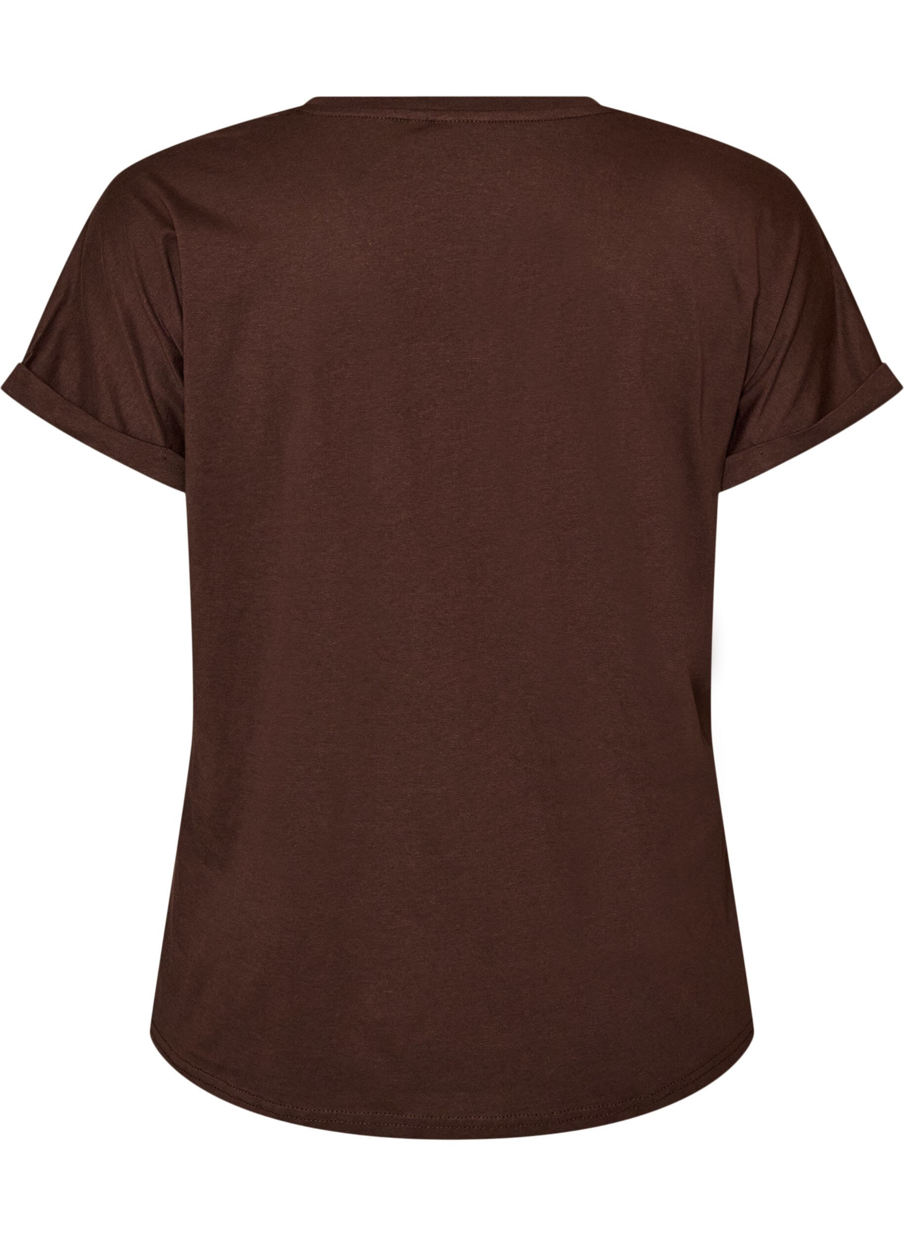 ZizzifashionCotton T-shirt with floral print, Brown, Packshot image number 1