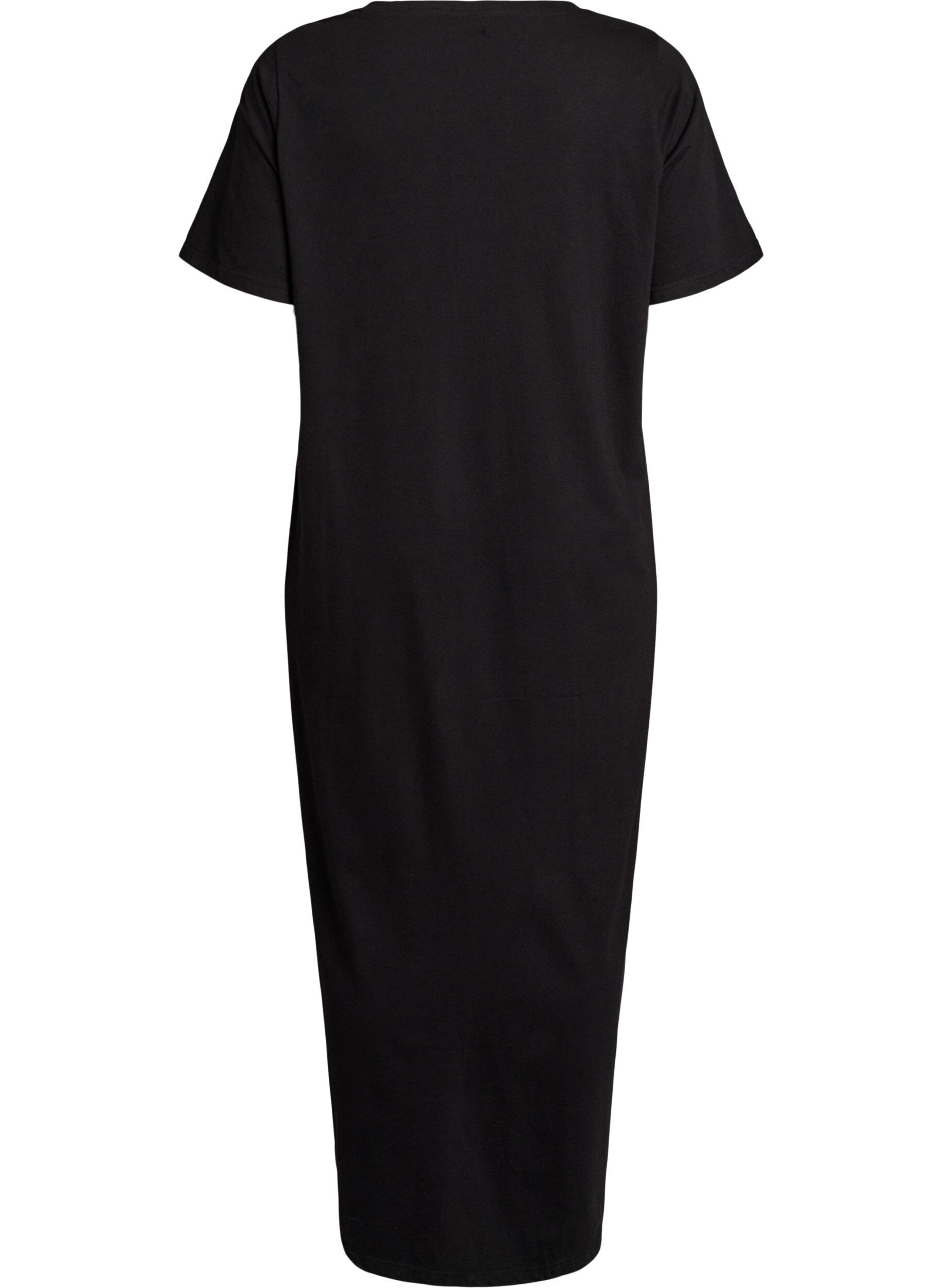 ZizzifashionMidi nightgown in organic cotton, Black, Packshot image number 1