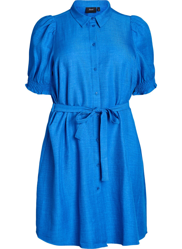 Knee-length shirt dress with tie belt, Blue, Packshot image number 0