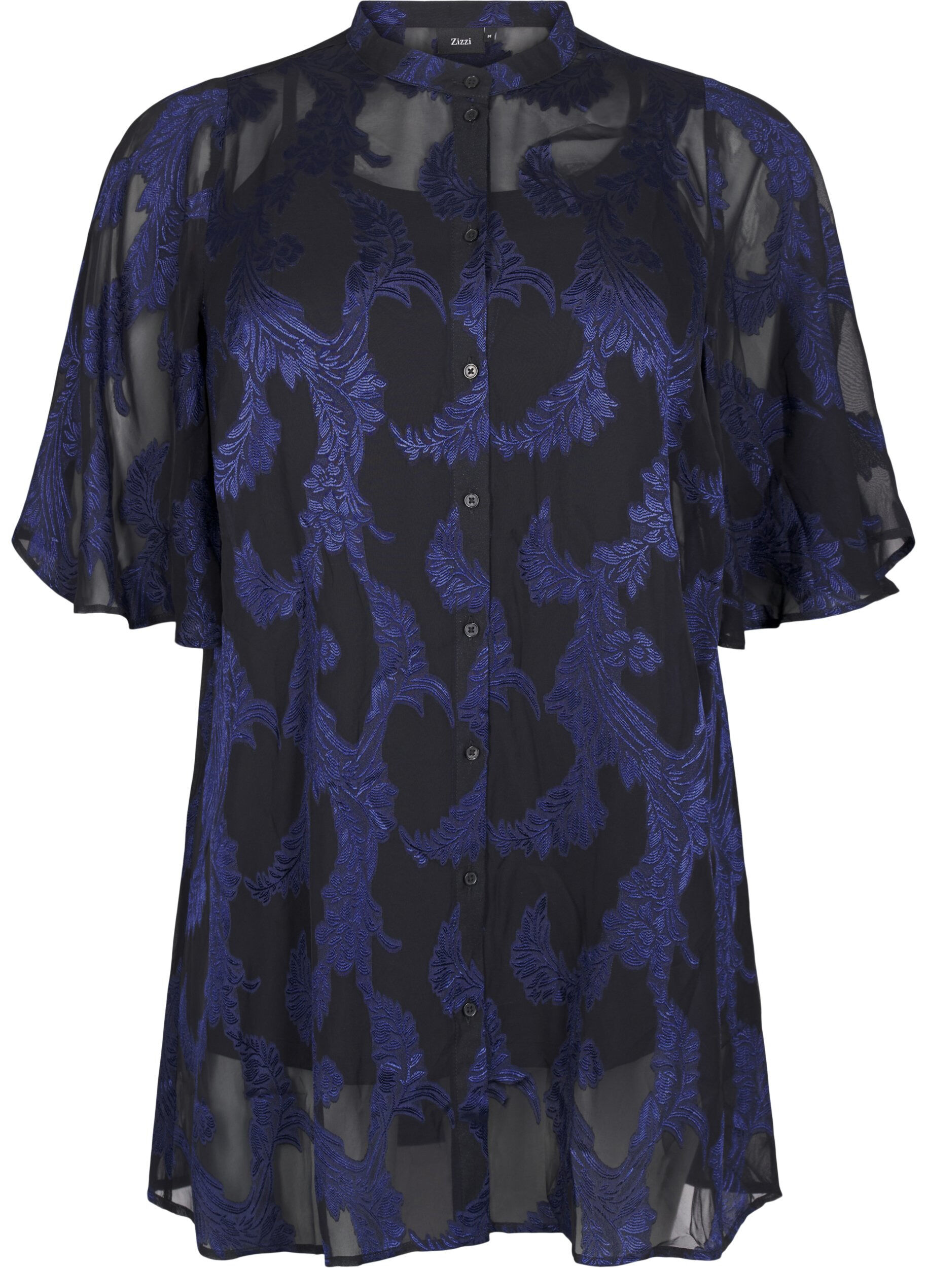 Zizzifashion Chiffon tunic with jacquard pattern, Evening Blue, Packshot image number 0