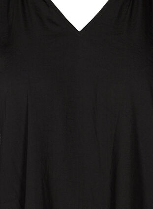 Long-sleeved tunic with a V-neck, Black, Packshot image number 2