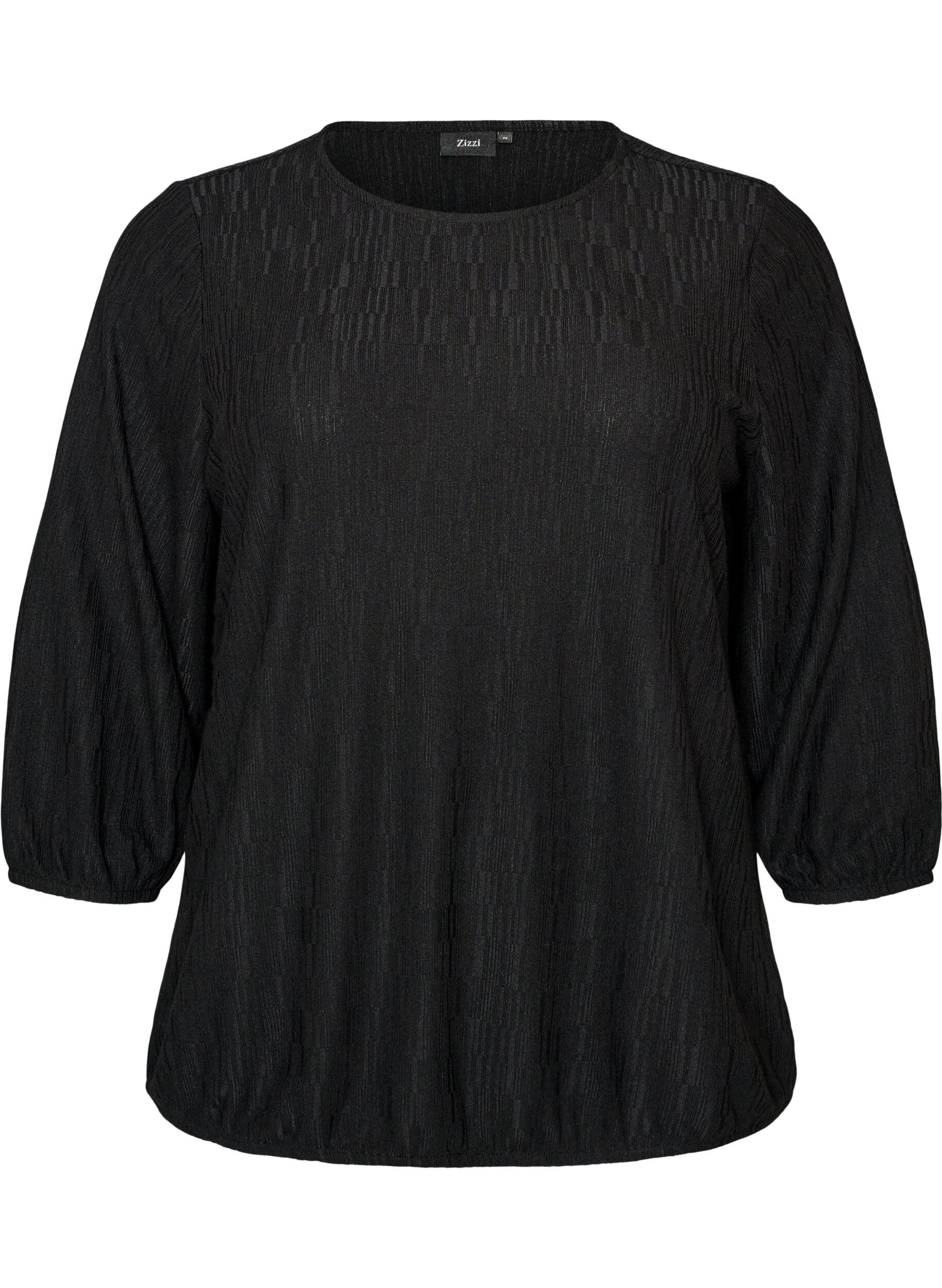 Blouse with texture and 3/4 sleeves