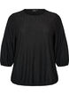 Blouse with texture and 3/4 sleeves, Black, Packshot image number 0