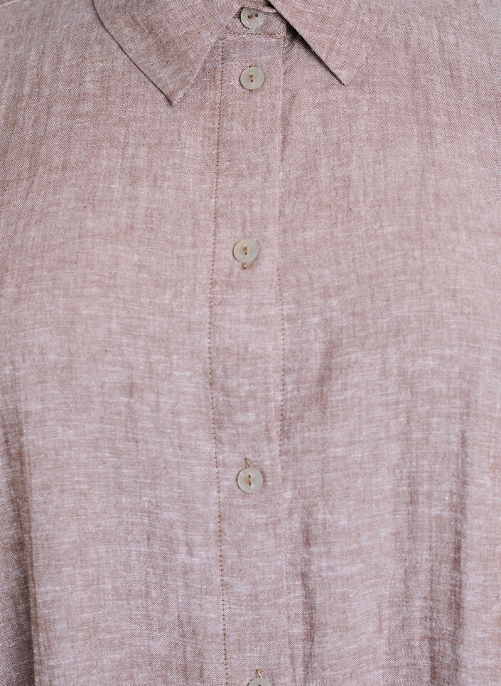 Long shirt in viscose and linen, Brown, Packshot image number 2