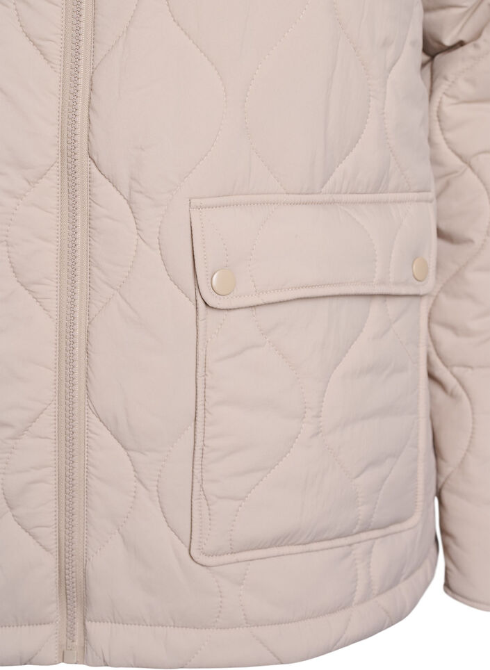 Quilted jacket with a hood and pockets, Beige, Packshot image number 3