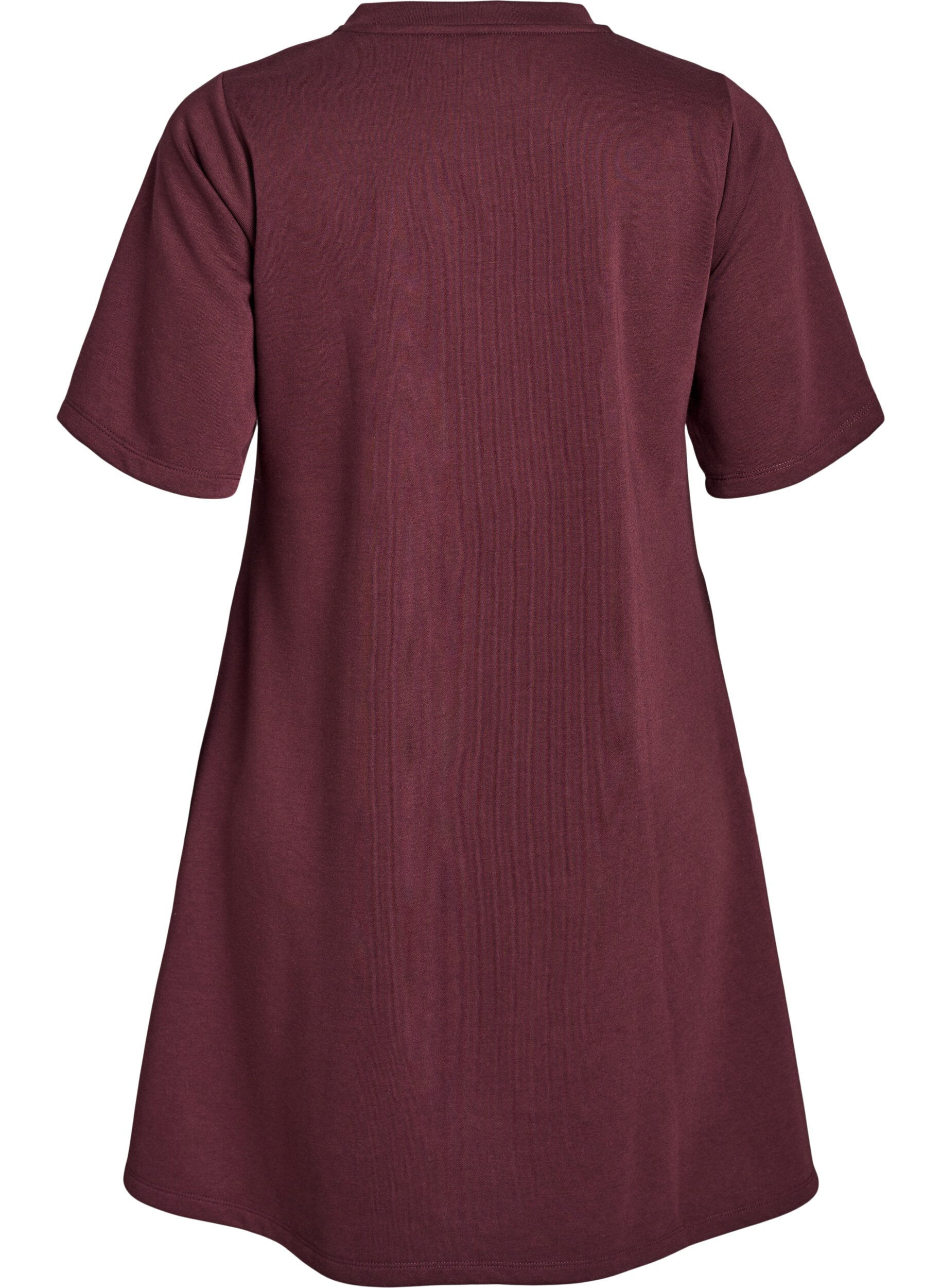 Zizzifashion Knee-length jersey dress with pockets and A-line shape, Dark Bordeaux, Packshot image number 1