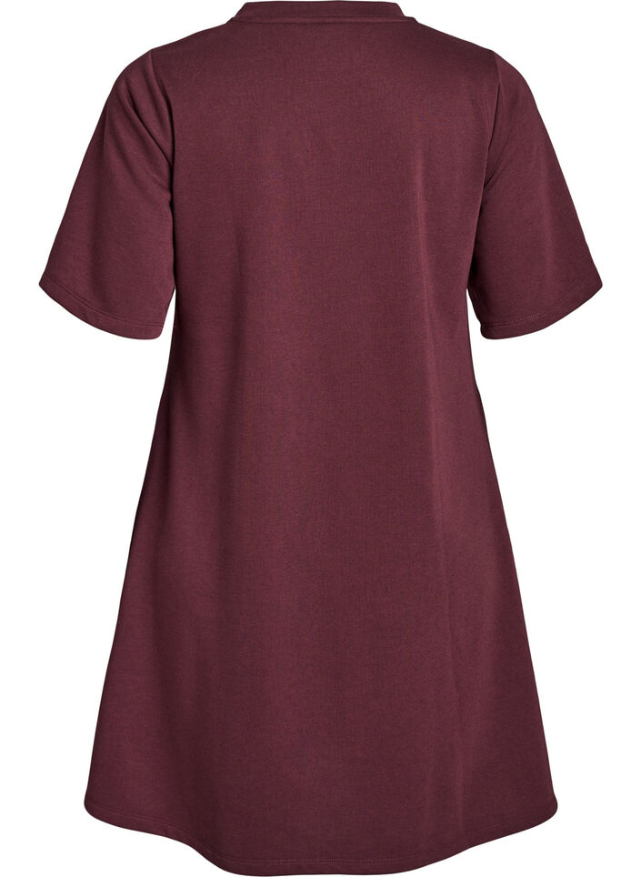 Knee-length jersey dress with pockets and A-line shape, Dark Bordeaux, Packshot image number 1