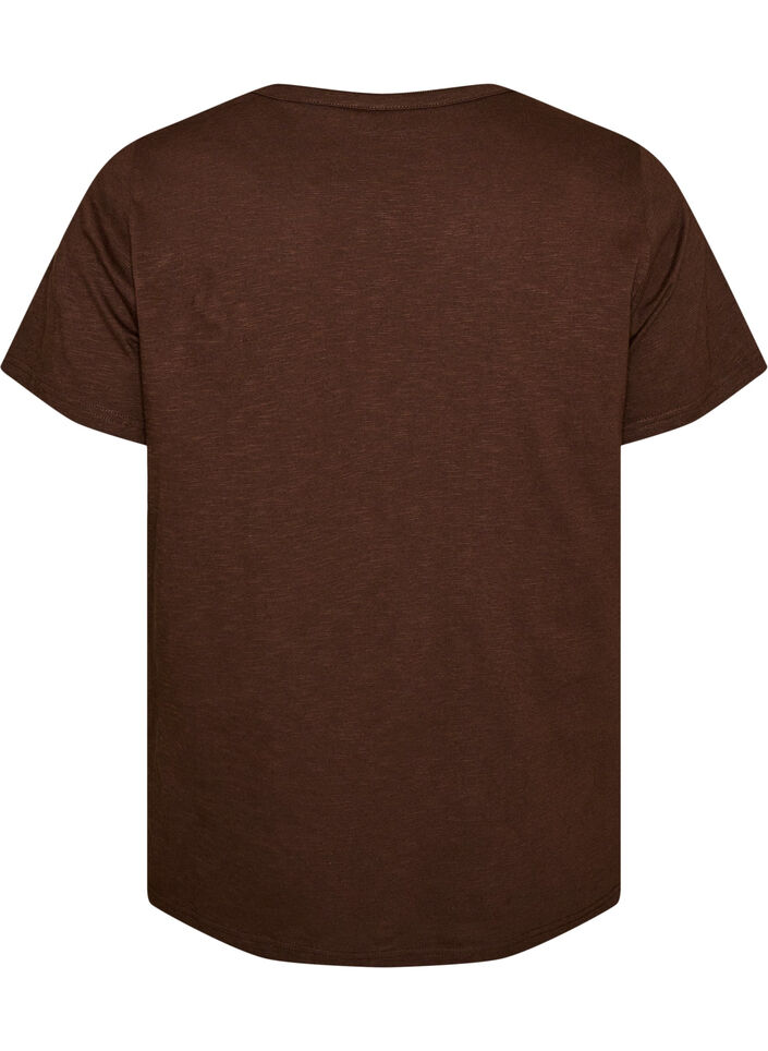 T-shirt with button detail, Brown, Packshot image number 1