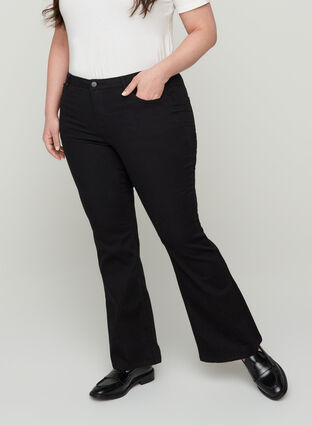 Ellen bootcut jeans with a high waist, Black, Model image number 2