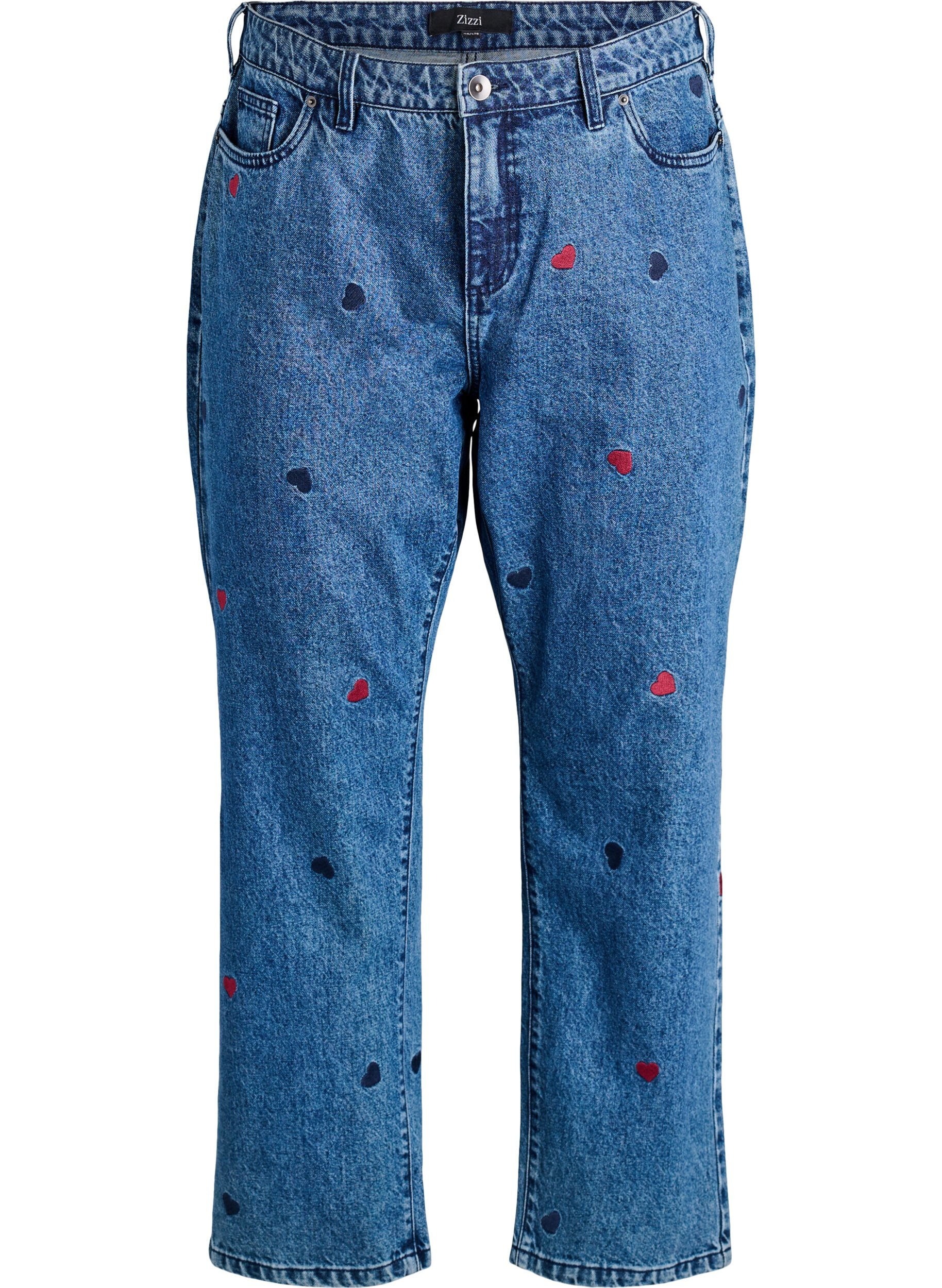 High-waisted Gemma jeans with embroidered details