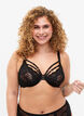 Full cover bra with lace and strings, Black, Model image number 0