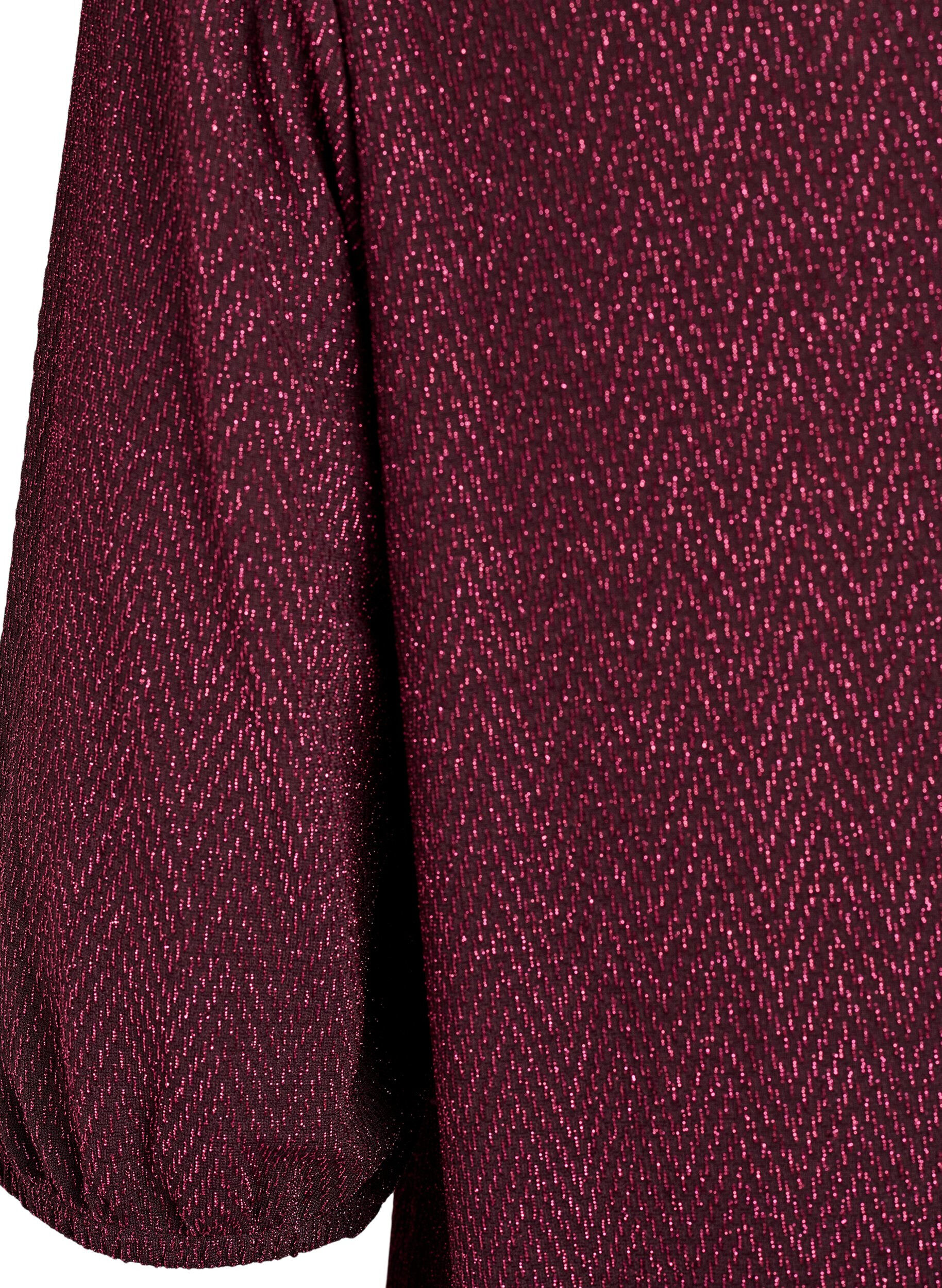 Zizzifashion Blouse with glitter pattern and 3/4 sleeves, Dark Bordeaux, Packshot image number 3