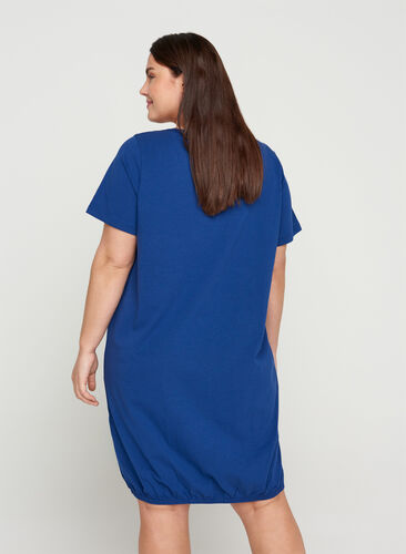 Short-sleeved dress in cotton, Twilight Blue, Model image number 1