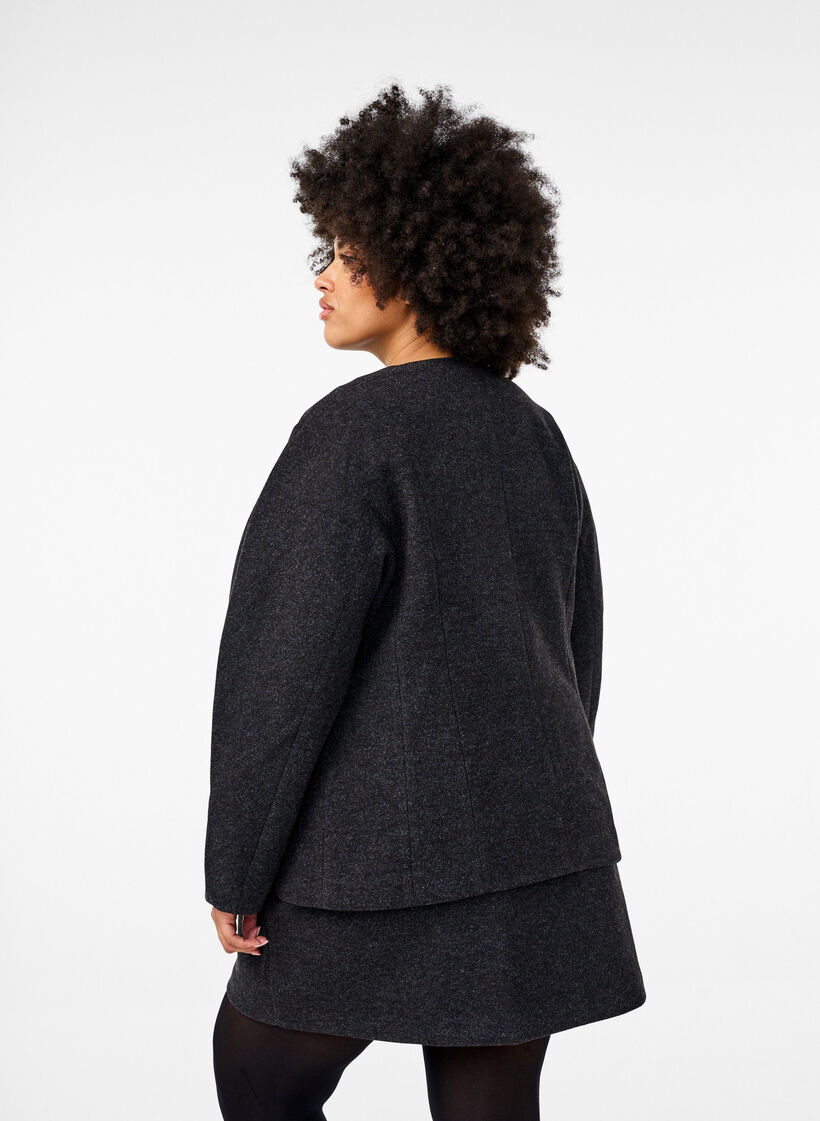 Short skirt with a-cut, Dark Grey Melange, Model image number 1