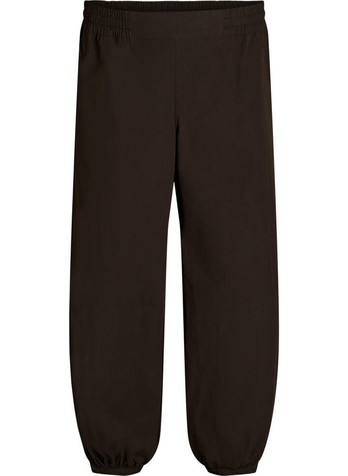 High-waisted cotton balloon trousers, Brown, Packshot image number 0