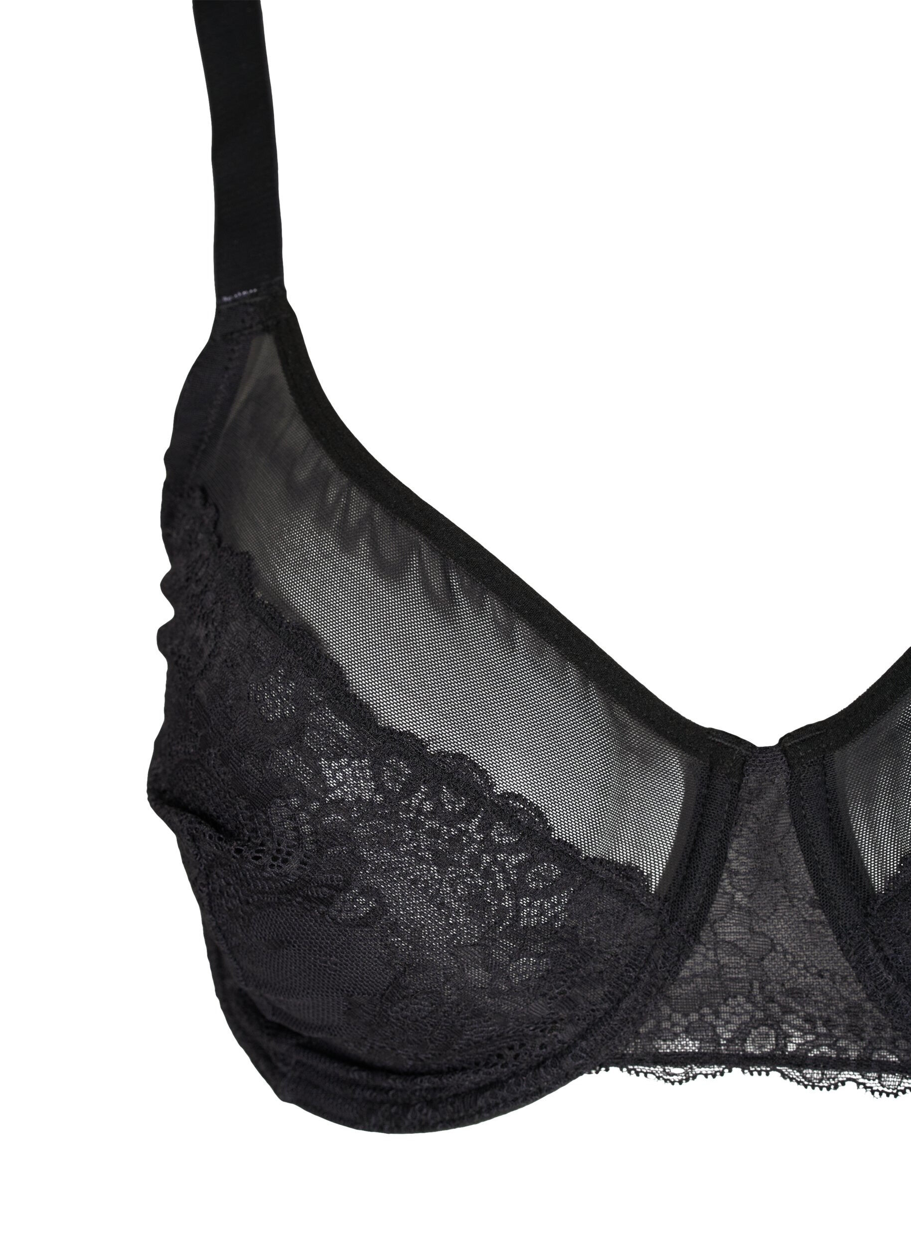Zizzifashion Lace bra with mesh, Black, Packshot image number 2