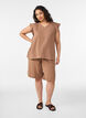 Sleeveless top in cotton muslin with ruffles, Brown, Model image number 1