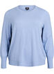 Knitted blouse with a round neck, Blue, Packshot image number 0
