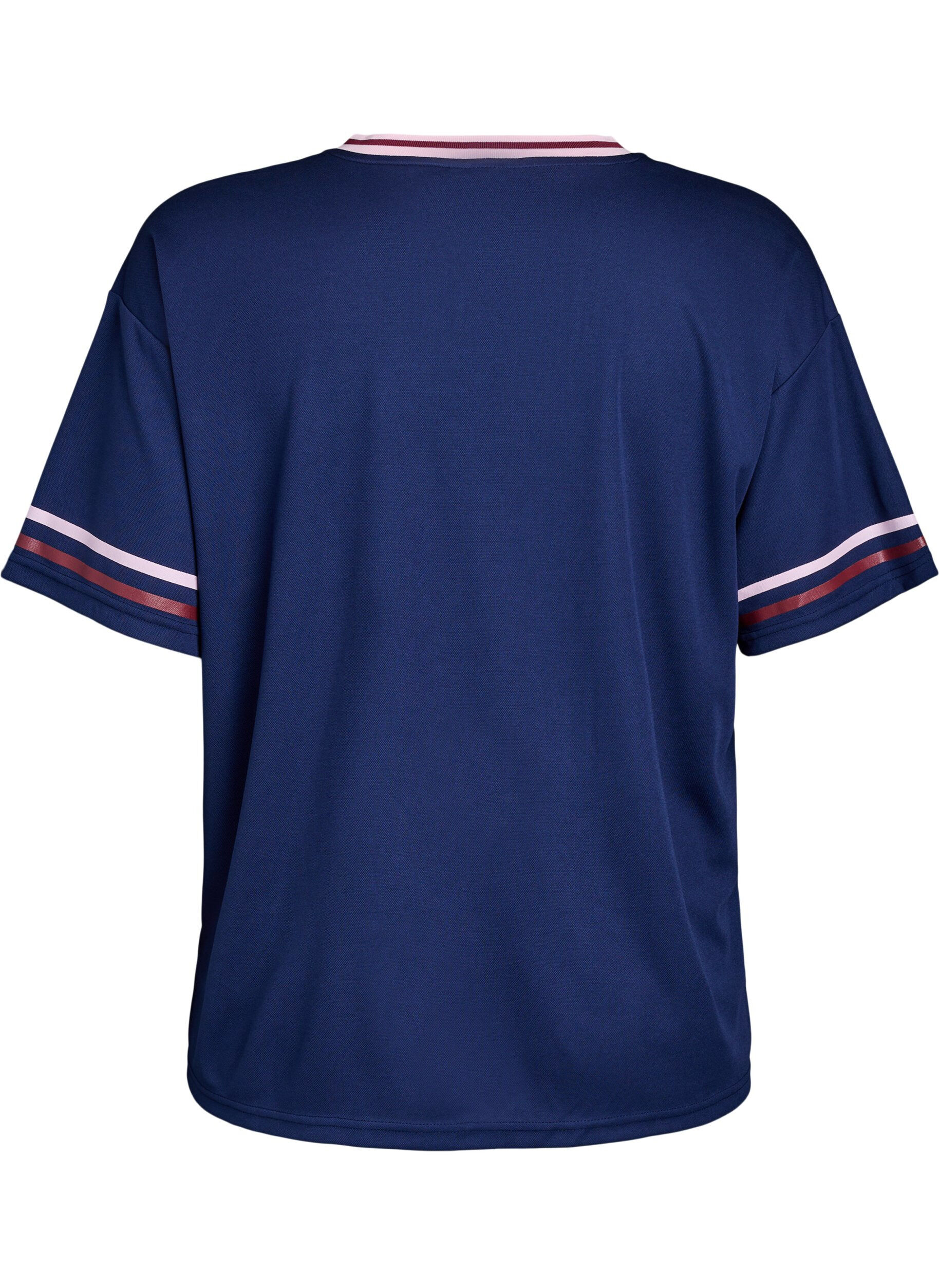 Zizzifashion Sporty T-shirt with checks and text print, Blue, Packshot image number 1