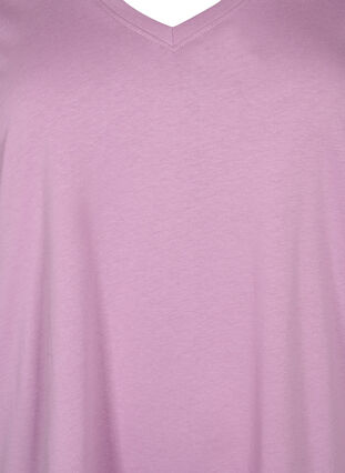Cotton t-shirt with v-neck, Lavender Herb, Packshot image number 2