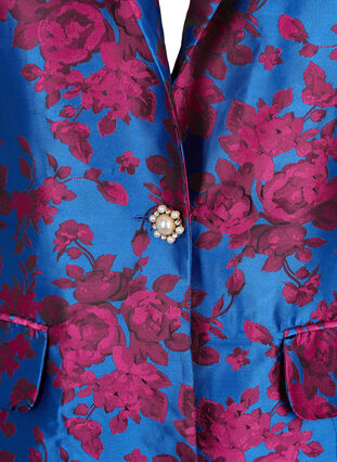 Floral blazer with pearl button, Blue Quartz Jaquard, Packshot image number 2