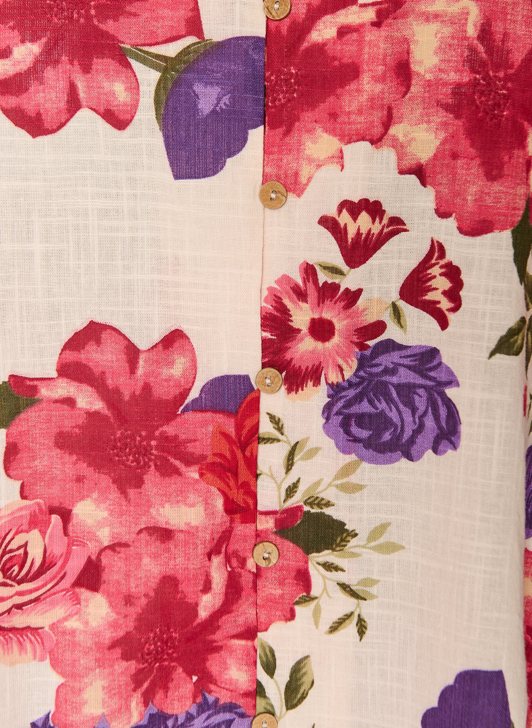 Zizzifashion Short-sleeved cotton shirt with a V-neck, Red, Packshot image number 2