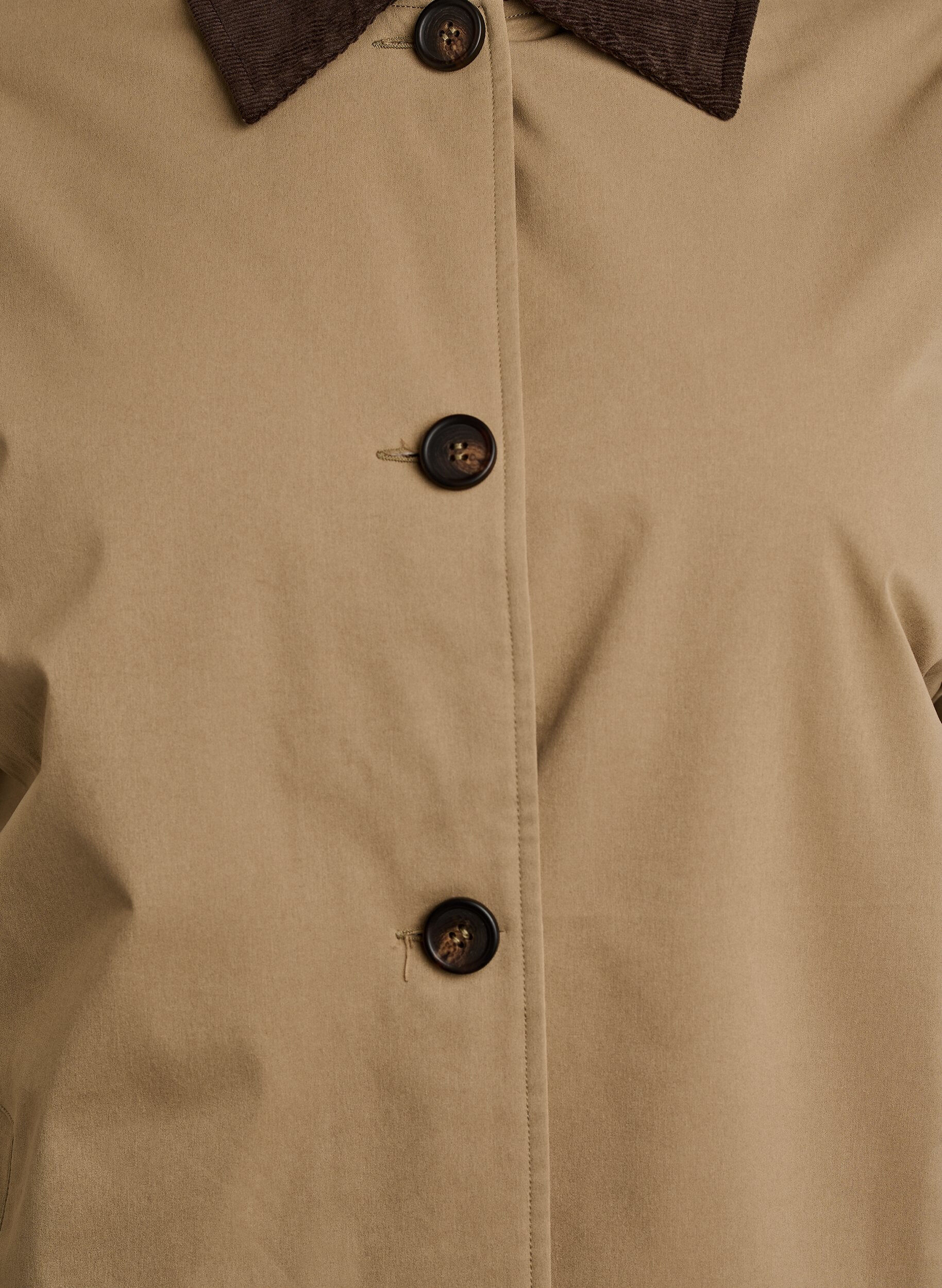ZizzifashionMid-length jacket with corduroy collar, Beige, Packshot image number 2