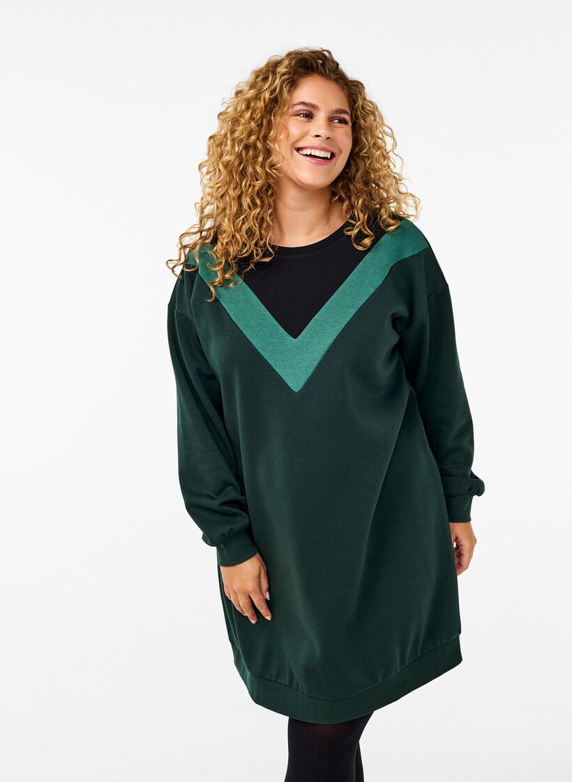 Long sweatshirt with colourblock, Scarab Color Block, Model image number 0