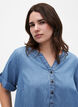 Denim dress with slit and short sleeves, Blue denim, Model image number 3