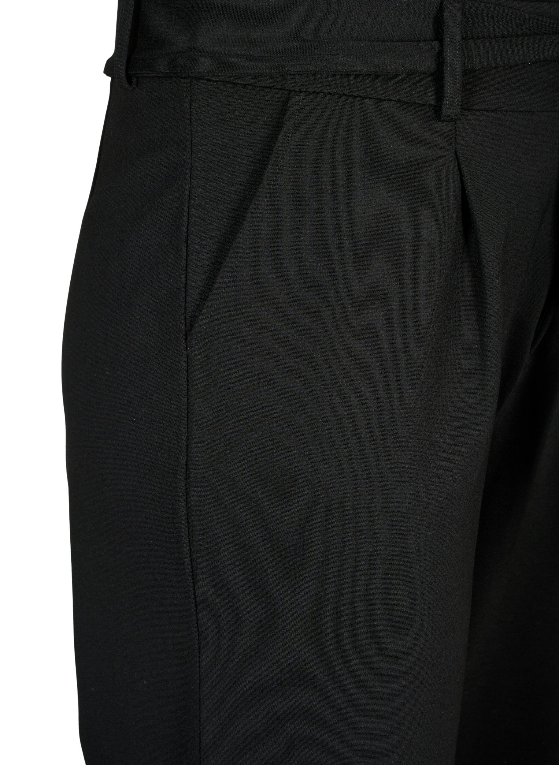 Zizzifashion High-waisted trousers with ruffles and tie string, Black, Packshot image number 2