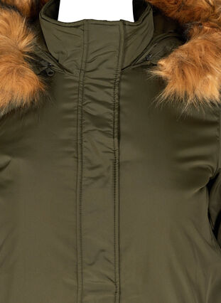 Jacket with a fake fur collar and drawstring waist, Forest Night, Packshot image number 2