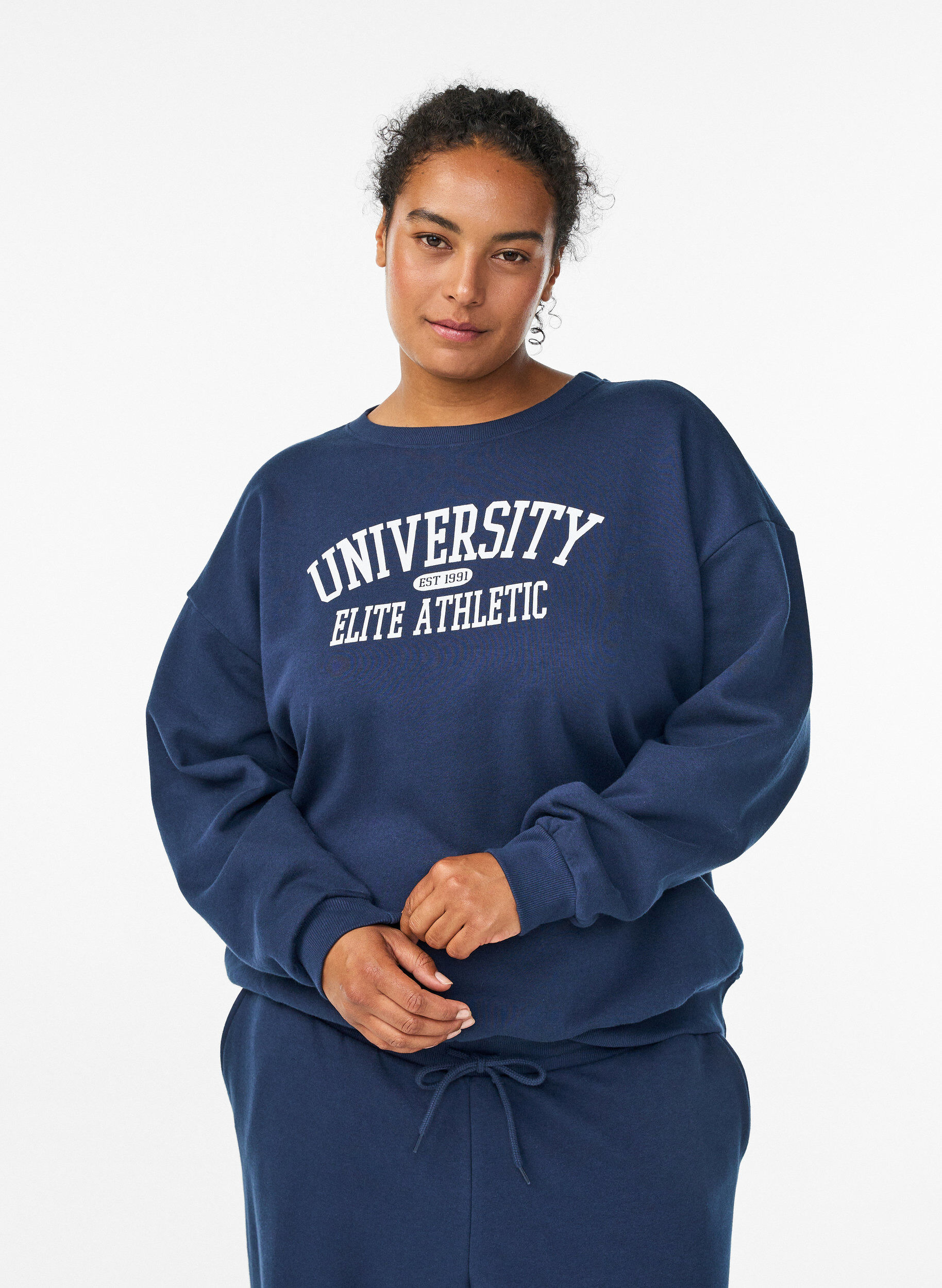 Sweatshirt with text print, Blue, Model