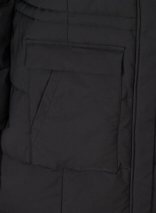 Long winter jacket with a drawstring waist, Black, Packshot image number 3