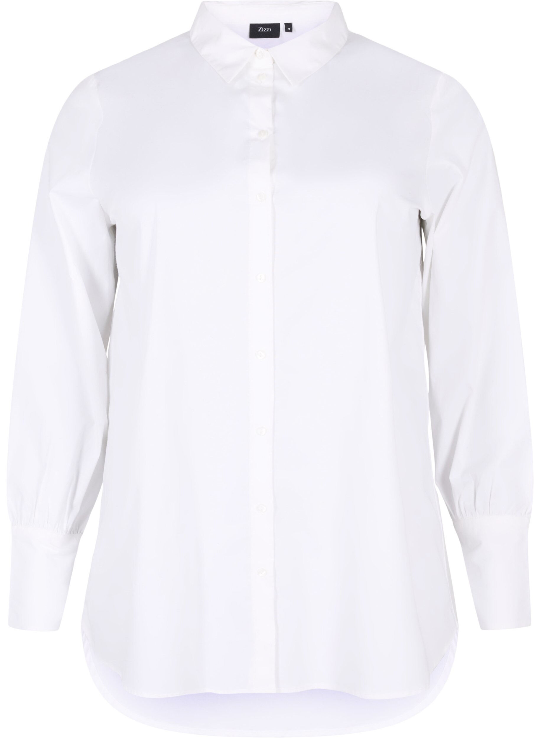 Zizzifashion Long cotton shirt, Bright White, Packshot image number 0