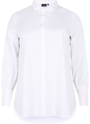 Long cotton shirt, Bright White, Packshot image number 0
