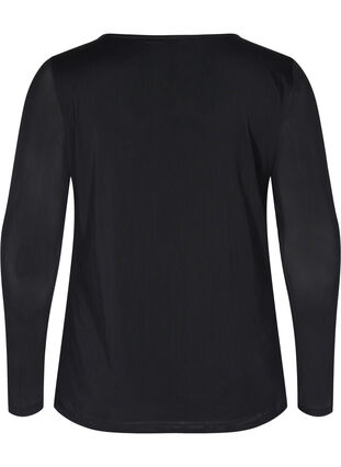 Close-fitting blouse with mesh, Black, Packshot image number 1