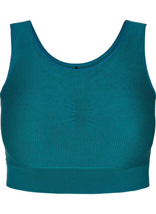 Wireless bra in a ribbed fabric, Balsam, Packshot image number 0