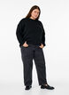 Long-sleeved knitted jumper with wool and a round neck, Black Solid, Model image number 2