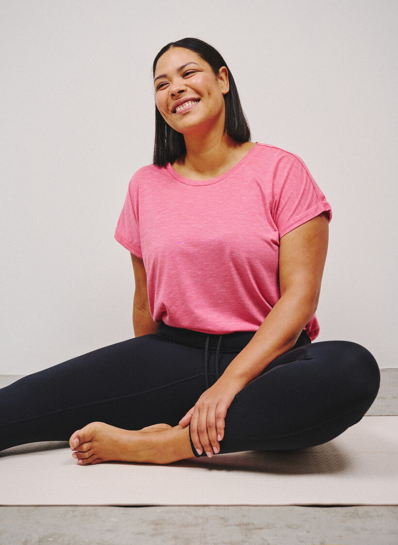Loose workout t-shirt with short sleeves, Pink, Image image number 0