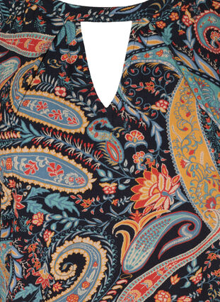 Short-sleeved viscose blouse with paisley print, Paisley AOP, Packshot image number 2